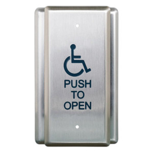 Camden CM-45/4 4-1/2\" Push Plate Switch, Wheelchair \& Push to Open Text
