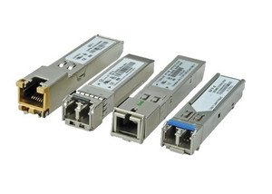 Hanwha SFP-GLCM202 1000Mbps Fiber Optic Module front view with connector