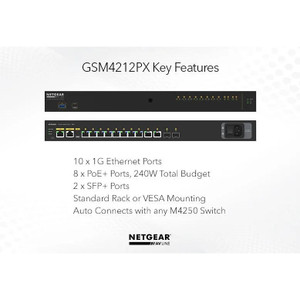 NETGEAR GSM4212PX-100NAS PoE Network Switch