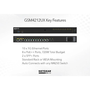 NETGEAR M4250-10G2XF-POE++ Managed Switch - GSM4212UX-100NAS