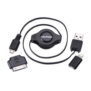 THE Cyberpower Idevice USB Cable KIT Contains 3 Pieces; A Retractable Micro-usb