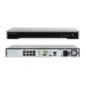 Hikvision DS-7608NI-Q2/8P-4TB 8-channel recorder side angle showing cooling vents