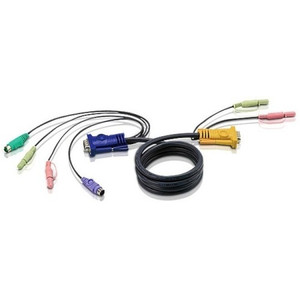 ATEN Keyboard / Video / Mouse / Audio Cable - DB-15 Mini-phone 3.5 MM (m) - 4 PIN US - 2L5305U