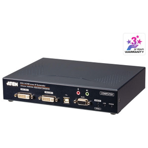 ATEN USB Single Link Dvi-i Dual Display KVM Over IP Transmitter With Audio & Serial