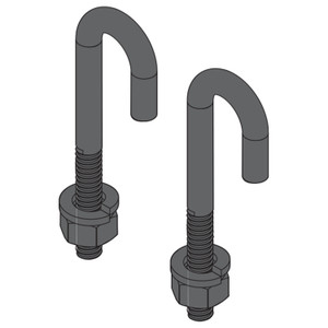 Middle Atlantic Cable Ladder 5/16in. J-Bolt with Nuts 1 Pair Steel Black Zinc finish - CLH-JBOLT