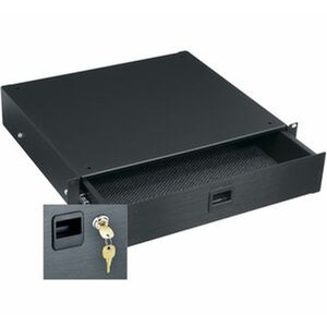 Middle Atlantic Drawer with Lock 2 Rack Units Steel Black Brushed and Anodized finish