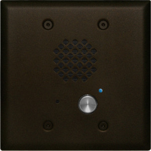 VoIP Black Entry Phone with Blue LED  Flush Mounts in Double Gang Box or Surface Mount with an Optional VE-5x5 with Enhanced Weather Protection (EWP)