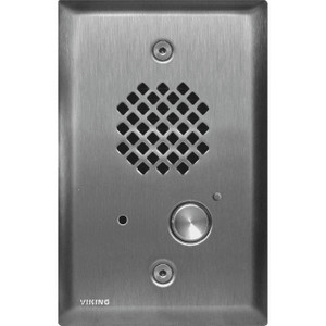 Satin White Entry Phone with Automatic Disconnect and Blue LED  Flush Mounts in Single Gang Box or Surface Mount with an Optional VE-3x5 with Enhanced Weather Protection (EWP)