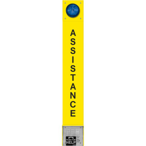 Yellow Assistance Tower Phone with High Power LED Strobe/Beacon  Dialer  Voice Announcer  Surface Mount Only with Enhanced Weather Protection (EWP)