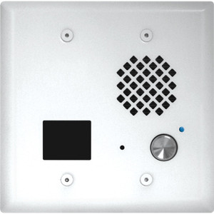 Satin White Entry Phone with Proximity Card Reader & Blue LED  Auto Disconnect  Flush Mount in a Double Gang Box or Surface Mount with an Optional VE-5x5 with Enhanced Weather Protection (EWP)