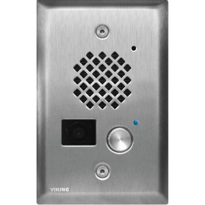 Stainless Steel Entry Phone with Color Video Camera  Auto Disconnect  Blue LED  Flush Mounts in Single Gang Box or Surface Mount with an Optional VE-3x5