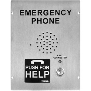 ADA Compliant Stainless Steel Emergency Phone with Dialer and Voice Announcer  Flush Mount with the included Rough-In Box or Surface Mount with an Optional VE-5x5 with Enhanced Weather Protection (EWP)