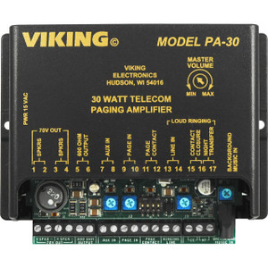 Viking 30 Watt Telecom Paging Amplifier with Loud Ringing - PA-30