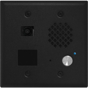 Textured Black Entry Phone with Proximity Card Reader & Color Video Camera  Flush Mounts in a Double Gang Box or Surface Mount with an Optional VE-5x5 with Enhanced Weather Protection (EWP)