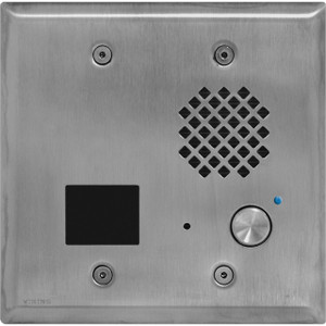 Stainless Steel Entry Phone with Proximity Card Reader & Blue LED  Auto Disconnect  Flush Mount in a Double Gang Box or Surface Mount with an Optional VE-5x5