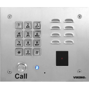Stainless Steel Vandal Resistant Entry Phone with Keypad and Proximity Card Reader  Flush Mount with the included Rough-In Box or Surface Mount with an Optional VE-6x7 with Enhanced Weather Protection (EWP)
