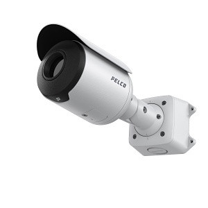 Pelco Sarix SXTE4-QF13-EBT thermal camera side angle showing housing and connector ports