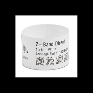 Zebra HC100 Wristband Polypropylene 1x6in ; Direct Thermal Z-Band Direct Adhesive - 10006998K