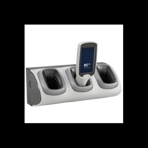 Zebra MC18 High Density HD LOCKING 3-Slot Charging Cradle Display facing out. - CRD-MC18-3SLCKH-01