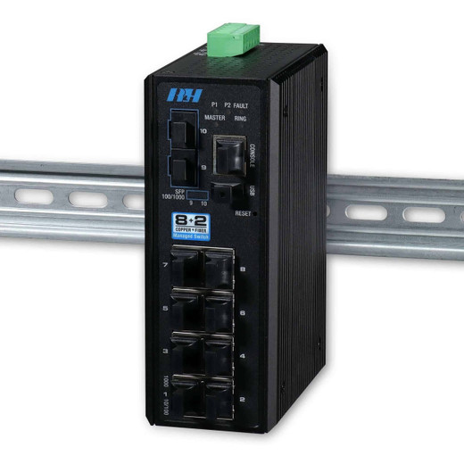 Comnet 9 Port 1000Mbps Managed Switch 8 Elec 2 Elec or SFP Optical 120 VAC Commercial - CWGE9MS