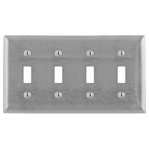 Hubbell SS4L 4-Gang Toggle Plate
