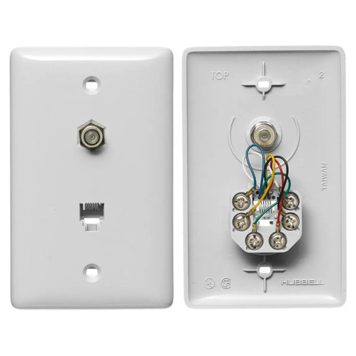 Hubbell NS755W 1 Gang Voice/CATV Plate
