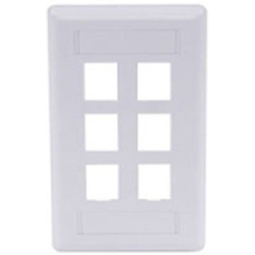 Face Plate Rear-Loading 6 Port Single Gang White