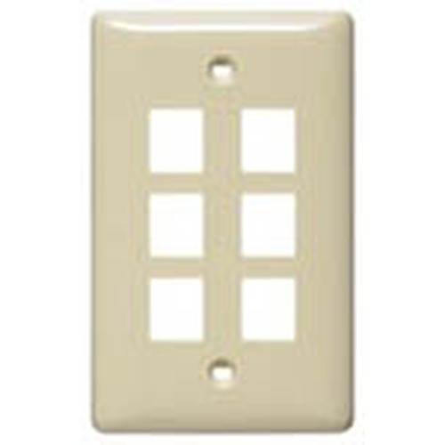Multimedia Wall Plate Standard Size Rear-Loading 1 Gang 6 Port Light Almond