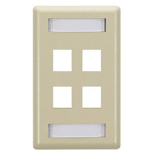 Black Box Keystone Wallplate - Single-gang 4-PORT Ivory - WPT472