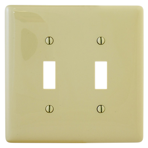Hubbell Wallplate Nylon Jumbo 2-Gang 2) Toggle Ivory - NPJJ2