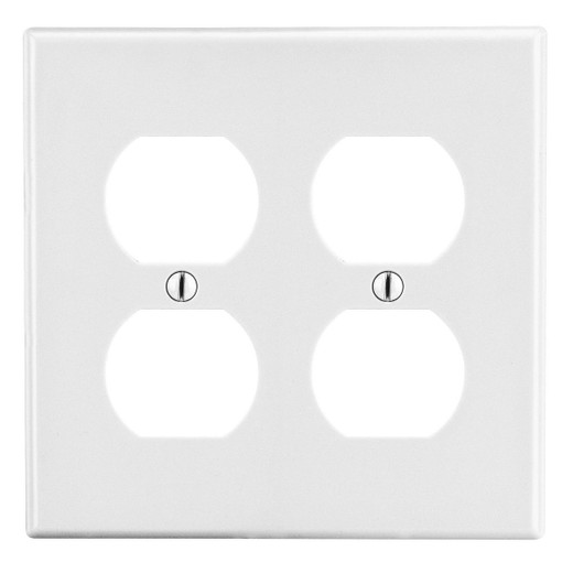 Hubbell Wallplate M-Size 2-Gang 2) Duplex White - PJ82W