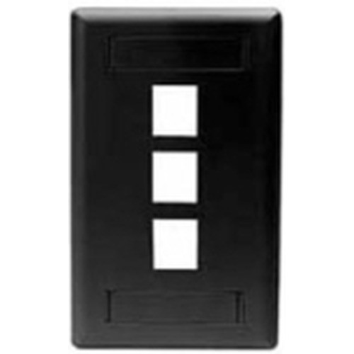 Face Plate Rear-Loading 3 Port Single Gang Black