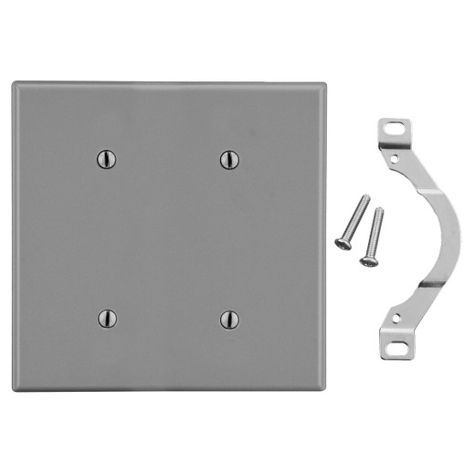 Hubbell Wallplate 2-Gang 2 Strap Mount Blank Gray - P24GY