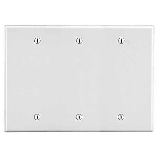Hubbell Wallplate 3-Gang 3 Box Mount Blank White - P33W