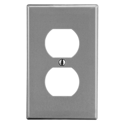 Hubbell Wallplate 1-Gang 1) Duplex Gray - P8GY