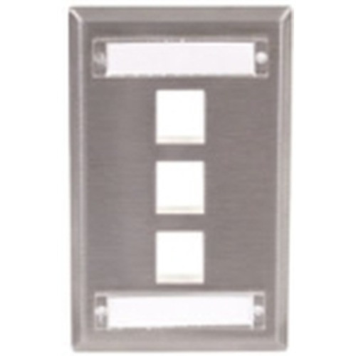 Hubbell Face Plate with Label Fields 1 Gang 3 Port Stainless Steel