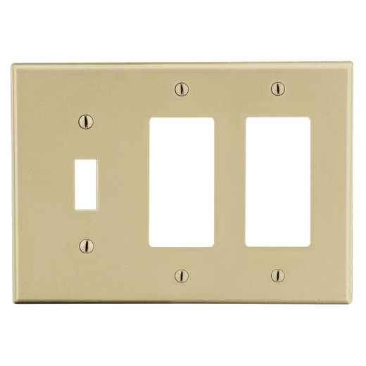 Hubbell Wallplate 3- Gang 1) Toggle 2) Decorator Ivory - P12