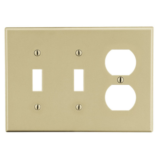 Hubbell PJ28I 3-Gang Toggle/Duplex Wallplate