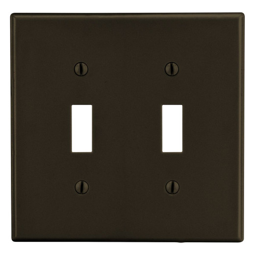Hubbell Wallplate 2-Gang 2) Toggle Brown - P2