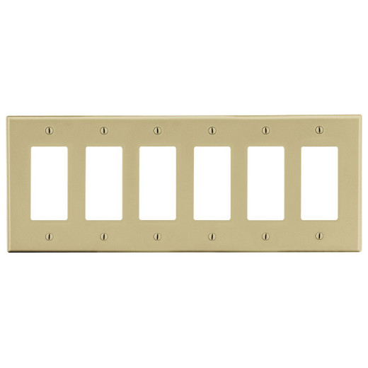 Hubbell Wallplate 6-Gang 6) Decorator Ivory - P266I
