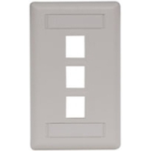 Hubbell Face Plate Rear-Loading 3 Port Single Gang Office White