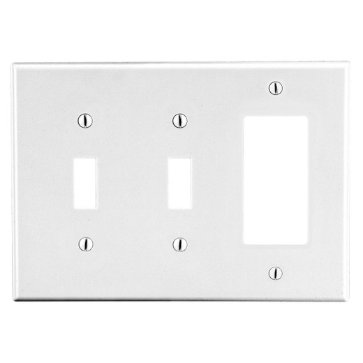 Hubbell Wallplate 3-Gang 2) Toggle 1) Decorator White - P226
