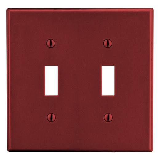 Hubbell Wallplate 2-Gang 2) Toggle Red - P2R