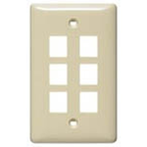 Hubbell Multimedia Wall Plate Standard Size Rear-Loading 1 Gang 6 Port White