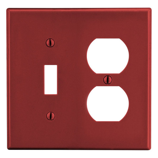 Hubbell Wallplate 2-Gang 1) Duplex 1) Toggle Red - P18R