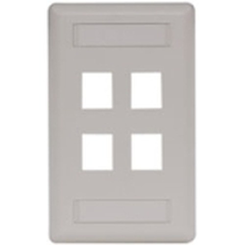 Hubbell Face Plate Rear-Loading 4 Port Single Gang Office White