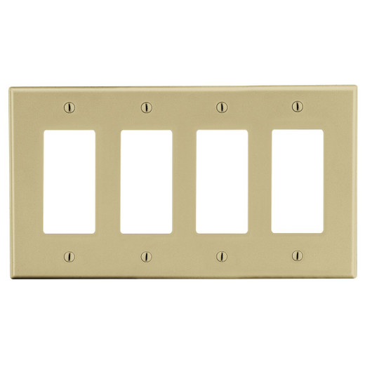 Hubbell Wallplate 4-Gang 4) Decorator Ivory - P264I