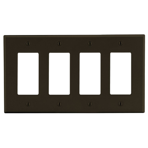 Hubbell Wallplate M-Size 4-Gang 4) Decorator Brown - PJ264
