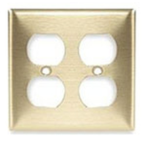 Hubbell Duplex Cover Plate 2 Gang Brass