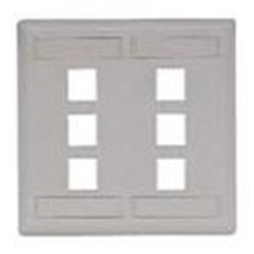 Single-Gang Keystone Wallplate  6-Port  Light Almond/Office White